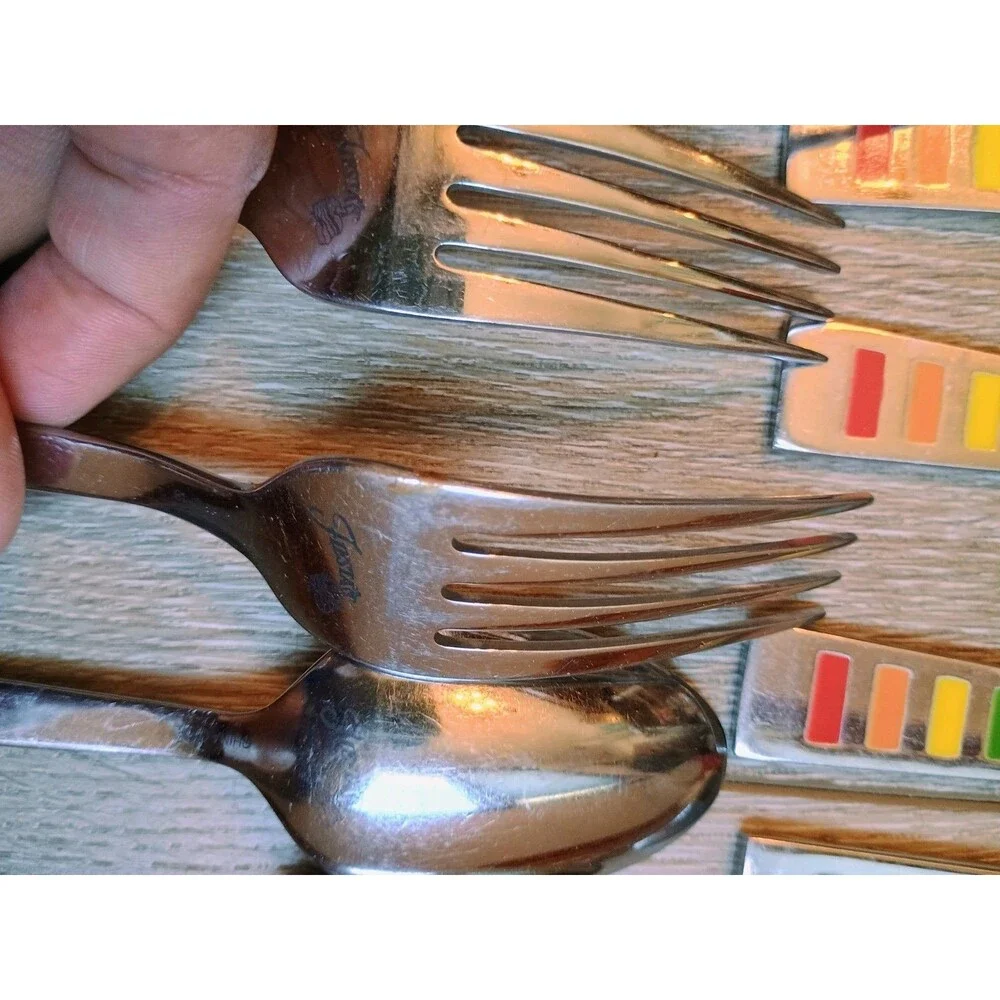 19 Piece Fiesta Celebration Rainbow Stainless Flatware Silverware Set